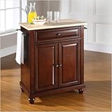 Crosley Furniture Cambridge Natural Wood Top Mahogany Kitchen Island