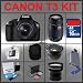 Canon EOS Rebel T3 EOS 1100D 12.2MP Digital Camera with EF-S 18-55mm IS II Lens + Tamron AF 75-300mm f/4.0-5.6 LD for Canon Digital SLR Cameras + 16GB Memory Card + Wide Angle Lens with Macro Extension + Telephoto Digital Conversion Lens + Lens Filter Kit + LCD / Lens Cleaning Kit + 2.0 USB SD Memory Card Reader + Screen Protectors + Carrying Case Accessory Kit