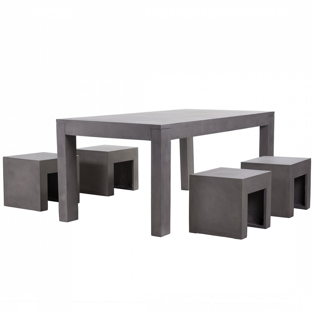 Gartenmöbel aus Beton - Tisch mit vier Stühlen - Betonmöbel - TARANTO