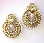Earrings - Beautiful White Pearl Polki Earrings by ADIVA ABCHI0BCD006