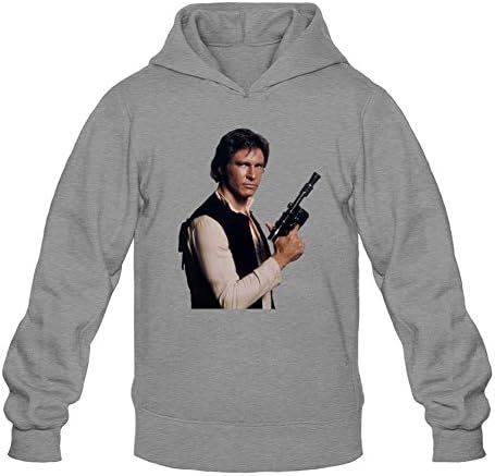 Fokiyo Custom Mens Star Wars Han Solo Harrison Ford Hooded Sweatshirts Dark Grey L