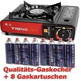 GASKOCHER mit TRAGEKOFFER + 8 GASKARTUSCHEN KOCHER