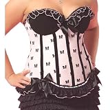 Plus Size Pink and Black Bow Print Mesh Bustier XL 1x 2x