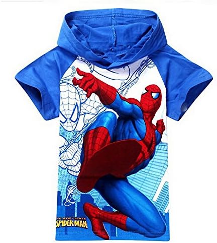 Uoobok Boys Spiderman Hoodies Short Sleeve T-shirts (4-5 Years)