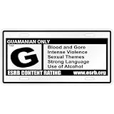 New  Guamanian Only / E S R B Parodie Guam License Plate Country