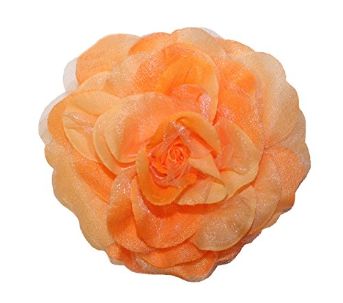 WD2U 3 in 1 Chiffon Rose Silk Flower Hair Bow Alligator Clip Brooch Pony Tail