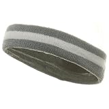 Terry Stripe Headband-Grey White W15S28C