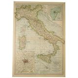 Italy Map Cavallini Papers Poster, Decorative Wrap 20 by 28 inches