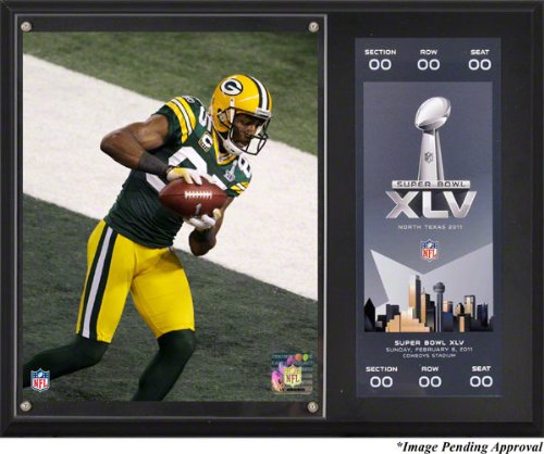 Greg Jennings Sublimated 12x15 Plaque | Details: Green Bay Packers, Super Bowl XLV Champions, with Replica Ticket