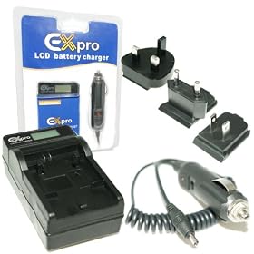 Ex-Pro� Panasonic VW-VBN130, VW-VBN260, VW-BC20, VW-BC20EB-K - LCD Indication Fast Charge Digital Camera Travel Charger for Panasonic Camcorder HDC-HS800, HDC-HS900, HDC-SD800, HDC-SD900, HDC-TM900