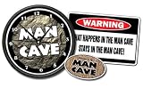 MAN CAVE Clock & What Happens in the Man Cave Sign Gift Set room Man Cave Decal included