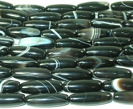 Brazil Black Sardonyx Oval Rice Beads