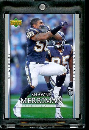 2007 Upper Deck First Edition #80 Shawne Merriman San Diego Chargers Football Card - Mint Condition - In Protective Display Case !