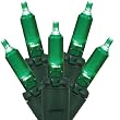 Set of 100 LED Green Mini Christmas Lights - Green Wire