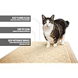 Cat Litter Mat XL Beige- Best Extra Large Easy to Clean Mats- Durable Non-Slip Bed-Deep Grooves to Catch Kitty Litter Scatter- Popular Modern Design Pattern- Cats Love Soft to Paws Feel