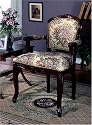 Cherry Finish Fabric Large Fancy Armrest Chair with Victorian Styling