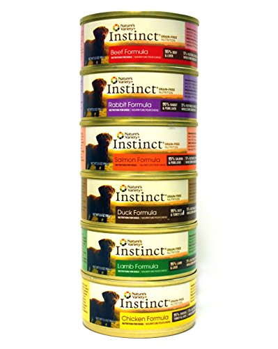 Nature's Variety Instinct Wet Dog Food Variety Pack - 6 Flavors (Beef, Lamb, Rabbit, Chicken, Salmon, & Duck)- 5.5 Oz Each (12 Total Cans)