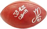 Justin Tuck Autographed SB XLII Football with SB XLII Champs Inscription