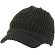 Waffle Knit Light Jeep Visor Skull Beanie Cap Hat Charcoal Gray
