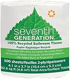 Seventh Generation Bathroom Tissue, 2 Ply Sheets, 500 Sheets Per Roll (Pack of 60)