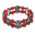 Unique Frames Hematite & Siam Hues Stretch Bracelet