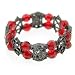 Unique Frames Hematite & Siam Hues Stretch Bracelet