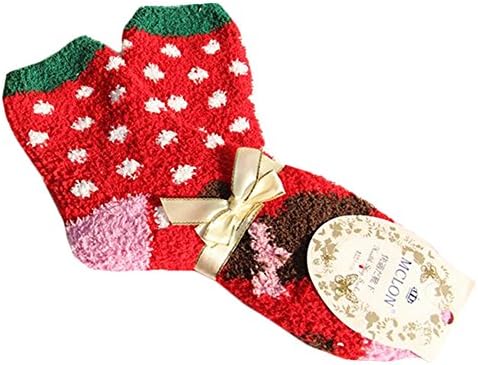 Coral Fleece Women Chrismas Sock Holiday Gift (Red)