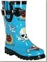 Kid's "Tattoo City" Waterproof Rubber Rain and Garden Boots - Two Colors Available (3 Youth, Blue)