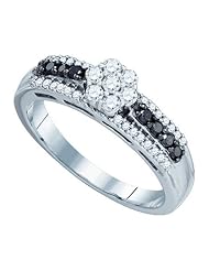 0.48CTW BLACK DIAMOND FLOWER RING