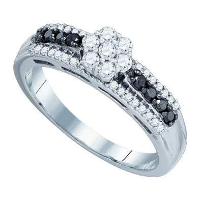 Cheap Girls Jewelry 0.48CTW BLACK DIAMOND FLOWER RING For Sale