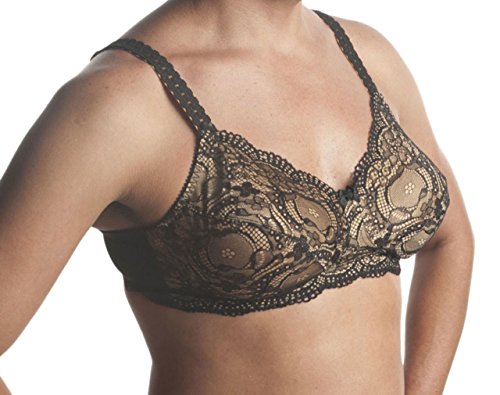 Classique Pocket Bra for Men. Holds Silicone Breast Forms! #779, Crossdressing, TG/CD 42 C Black/ Skin