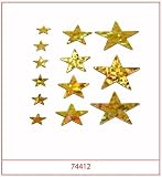 Produkt-Bild: Streudeko Sterne Laser gold 3Gr&ouml;ssen 90 St&uuml;ck