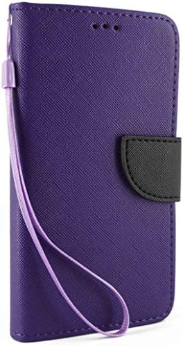 Samsung Galaxy S5 Active, Premium PU Leather Wallet Flip Case Cover Stand with Card Holder and Strap for Samsung Galaxy S5 Active G870 (Purple)