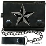 Nautical Star Leather Wallet W/ Chain