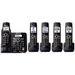 Panasonic KX-TG6645B DECT 6.0 Cordless Phone with Answering System, Black, 5 Handsets