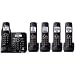 Panasonic KX-TG6645B DECT 6.0 Cordless Phone with Answering System, Black, 5 Handsets