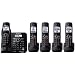 Panasonic KX-TG6645B DECT 6.0 Cordless Phone with Answering System, Black, 5 Handsets