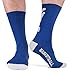 ChalkTalkSPORTS Athletic Half Cushioned Crew Socks | Basketball Player Design | Royal Blue/White
