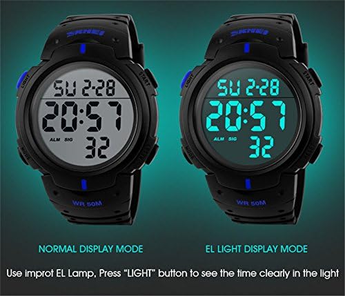 ONEON Sport Watch Men's Multifunction Waterproof Digital Watch Simple LCD Wrist Watch Blue
