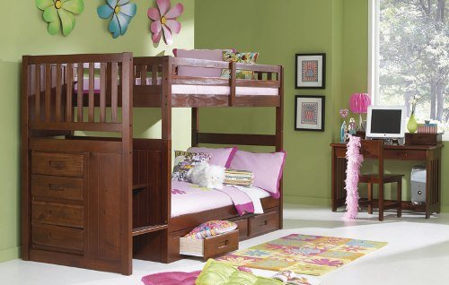 Merlot Mission Twin/Twin Staircase under bed