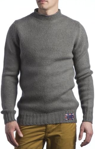 Hawick Knitwear Mens 100% British Wool High Neck Pullover-Dove Grey-XX-Large