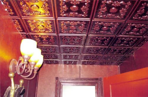 Ceiling Tile #105 Antique Copper 2x2 Fire Rated, Flat Can Be Glued to Any Flat Surface.