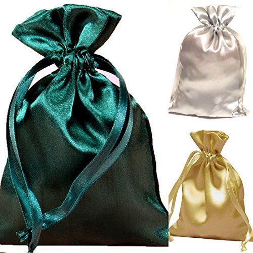 Tarot Bags Holiday Colors Satin Bundle of 3: Forest Green Silver and Gold (6