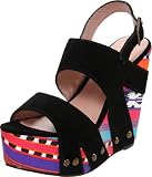 Betsey Johnson Women's Ajaya Wedge Sandal,Black Suede,6.5 M US