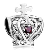 Mothers Day Gifts Pugster Silver Cross On Hollow Crown Ruby Garnet Red Crystal European Beads Fits Pandora Charm Bracelet