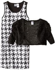 Polyester Sequined Plaid Print  Dress