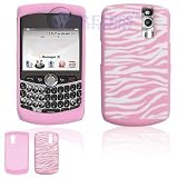 BlackBerry Curve 8330/8300 Pink/White Zebra Laser Cut Silicon Skin Case