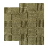 Chesapeake 2-Piece Checkerboard 21-Inch by 34-Inch and 24-Inch by 40-Inch Bath Rug Set, Peridot