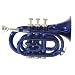 Musical Instruments : Cecilio 2Series Blue Lacquer w/ Monel Valves B Flat Pocket Trumpet w/ Case and Accessories
