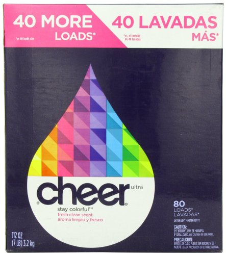 Cheer Powder Detergent Fresh Clean Scent, 80 Loads, 113-Ounce(Packaging May Vary)
